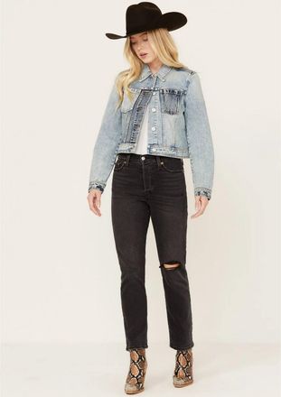 Levi's Wedgie Jeans Womens 10X Short Black Denim Straight Leg Ankle JAX1812