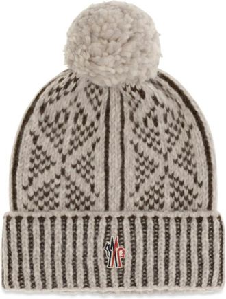Moncler Beige Knitted Beanie Cap
