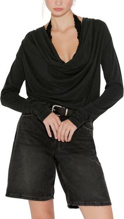 Free People Jane Cowl Neck Long Sleeve Top in Black at Nordstrom, Size X-Large
