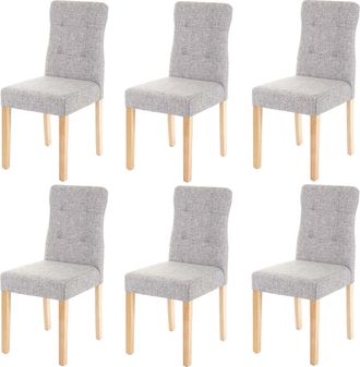 Hhg Hhg - Nunca Usado] Lote De 6 Sillas De Comedor 984, Sillas De Comedor, Tela/textil Gris, Patas Claras