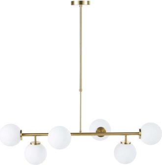 Maisons du monde Lámpara de techo con 6 bolas de cristal opalino y metal dorado