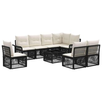 vidaXL Conjunto De Sof&aacute;s De Jard&iacute;n 9 Pcs Negro Rat&aacute;n Sint&eacute;tico Vidaxl