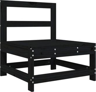 vidaXL Garden Middle Sofa Black Solid Wood Pine Vidaxl