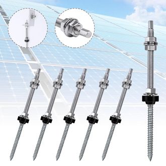 OEM Juego De 6 Tornillos De Fijaci&oacute;n Para Paneles Solares, Tornillos De Montaje De Doble Rosca M10 X 200 Mm, Pernos De Altura Ajustable, Herrajes De Monta