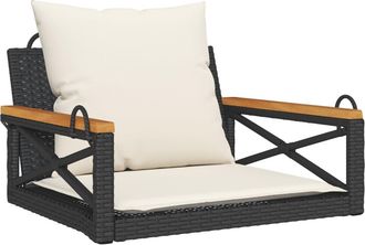 vidaXL Vidaxl - Banco Columpio Con Cojines Rat&aacute;n Sint&eacute;tico Negro 63x62x40 Cm