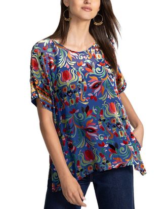Johnny Was Mariafe Silk-Blend Blouse