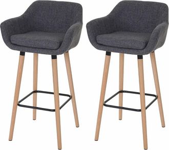 Hhg Hhg - Nunca Usado] Lote De 2 Taburetes De Bar Malm&ouml; T381, Taburete De Bar Taburete De Bar, Textil, Gris