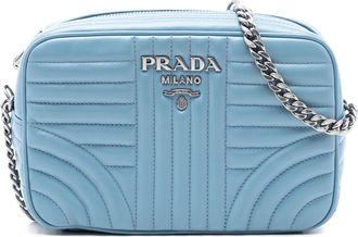 Prada Blue Soft Calfskin Diagramme Camera Bag