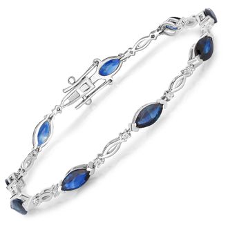 Diana M. Jewels Blue Sapphire Marquise 8x4mm - 9Pcs + White Diamond F/C Round 1.30mm( I1-I2/I color ) - 18Pcs ( Box Lock With Double Safety )
