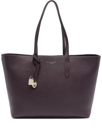 Aspinal of London shield charm east west tote - Purple