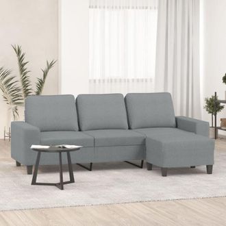 vidaXL Vidaxl - Divano a 3 Posti con Poggiapiedi Grigio Chiaro 180cm in Tessuto