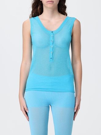 Paloma Wool Top smanicato trasparente in misto lino con scollo a U
