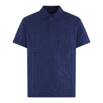 Givenchy Polo Shirts, male, Blue, Size: XL Jacquard Polo Shirt Blue