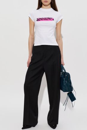 Balenciaga Asymmetrical Cut T-shirt, Womens, White
