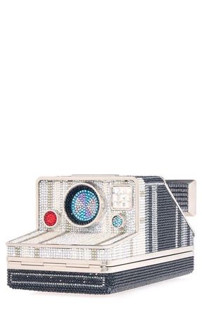 Judith Leiber Elsa Instant Camera Crystal Clutch in Silver Jet Multi at Nordstrom