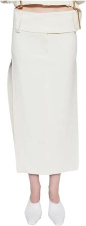 Sportmax Falda Larga de Cintura Alta con Cintur&oacute;n - Skirts - Mujer - Beige - S