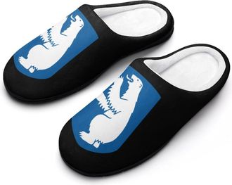 Generic Coat of Arms of Greenland Slippers Men Winter Warm Cotton Anti-Slip Indoor Slip-Ons House Shoes