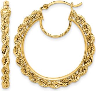 Diamond2Deal 10k Yellow Gold Diamond-cut Rope 2.95mm Hoop Earrings