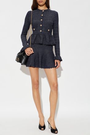 Self Portrait Peplum Dress, Womens, Navy Blue