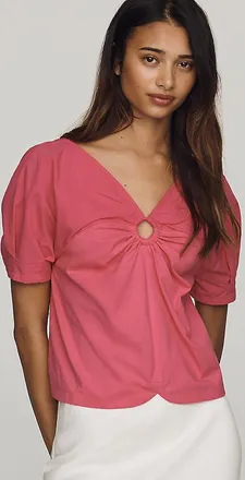 Maeve 100% Cotton Puff-Sleeve Top