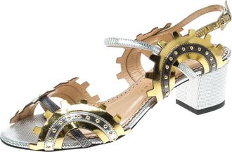 Charlotte Olympia Multicolor Leather Studded Ankle Strap Sandals