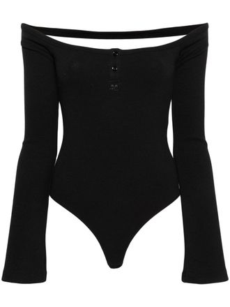 Courrèges Body con spalle scoperte Hyperbole anni 90 - Nero