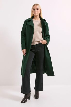 Principles Womens Belted Wrap Midi Coat - Green - Size 14 UK