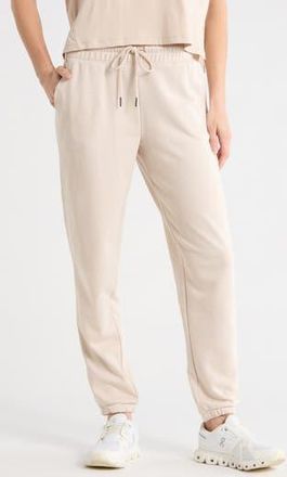 90 Degree by Reflex Stripe French Terry Joggers in Mist Sand-White Dove at Nordstrom Rack, Size X-Small