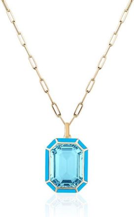 Goshwara Melange Emerald Cut Pendant Necklace in Pale Blue at Nordstrom, Size 18