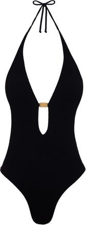 Vix Tammy Sutton Plunge One-Piece Swimsuit in Black at Nordstrom, Size Small