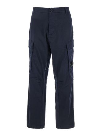 C.P. Company Blue Pants With Cargo Pockets And Lens Motif On The Leg In Cotton Man