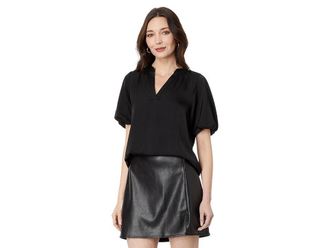 Vince Camuto Quarter Puff Sleeve Blouse Womens Clothing Rich Black : XS, Polyester