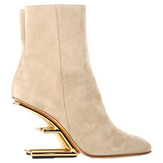 Fendi Fendi First enkellaarsjes in beige su&egrave;de