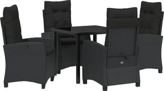vidaXL Garden Dining Set 5 pcs Black Poly Rattan Vidaxl
