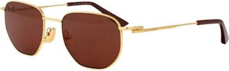 Bottega Veneta Metalen Ronde Zonnebril - unisex - Zonnebrillen - Geel - 52 MM - Nylon - Accessoires