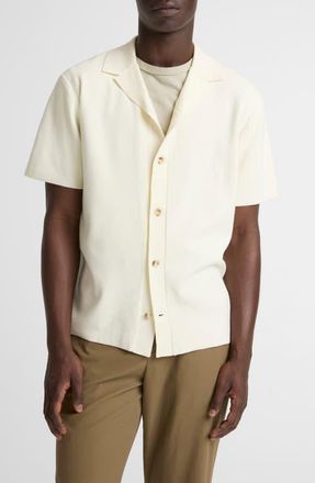 Vince Milano Knit Cabana Short Sleeve Button-Up Shirt in Classic Cream at Nordstrom, Size Xx-Large