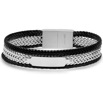 Steeltime Mens Double Layer ID Bracelet in Black at Nordstrom Rack