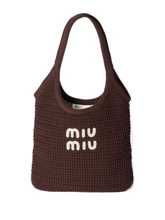 Miu Miu medium Ivy woven tote bag - Brown