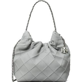 Tory Burch Mini Fleming Quilted Leather Hobo Bag in Gray at Nordstrom
