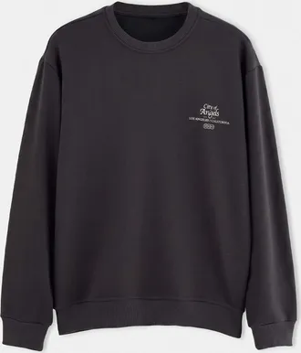 Trendyol MAN Heren Grijs Met slogan Lang, Oversized Sweatshirts