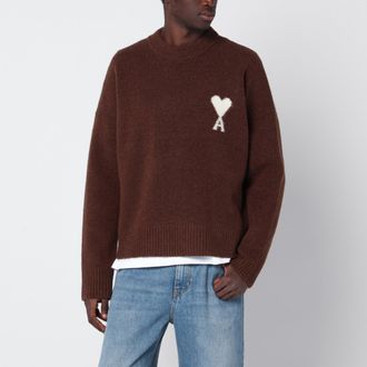 Ami Brown Ami de Coeur wool sweater