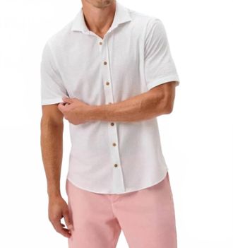 Johnnie-O Surfsucker Hangin Out Button Down Shirt In White