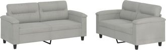 vidaXL Vidaxl - Juego De Sof&aacute;s Con Cojines 2 Piezas Tela Microfibra Gris Claro