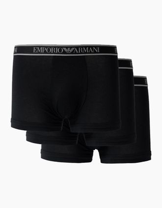 Emporio Armani Mens Emporio Armani 3-Pack Mens Trunks with Eagle Logo Waistband - Black/Black/Black - Size: 33/32/32