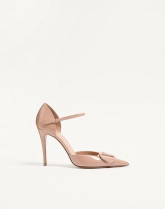 Valentino Garavani Vlogo Signature DOrsay Patent Leather Pumps 100Mm Woman ROSE CANNELLE 35.5