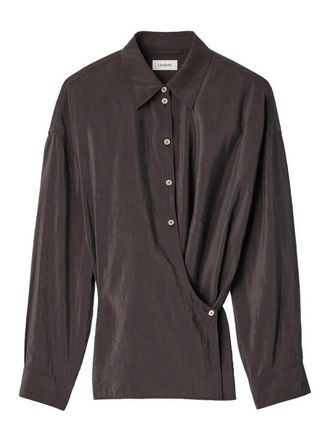Christophe Lemaire Straight Collar Twisted Shirt Licorice
