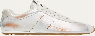 Miu Miu Metallic Leather Low-Top Sneakers