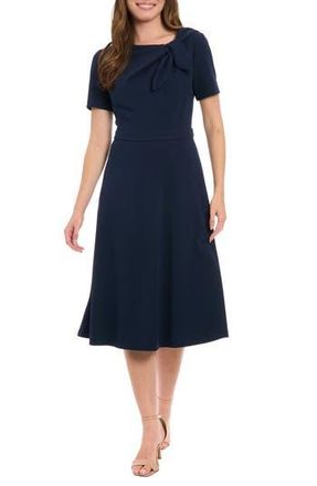 London Times Scuba Crepe Fit & Flare Dress in Navy at Nordstrom Rack, Size 8