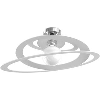 Top-Light Top-light - Plafoniera Industrial-Minimal Bungee Metallo Bianco 1 Luce E27 D50Cm