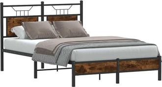 vidaXL Bed Frame without Mattress Smoked Oak 120x190 cm Small Double Engineered Wood Vidaxl